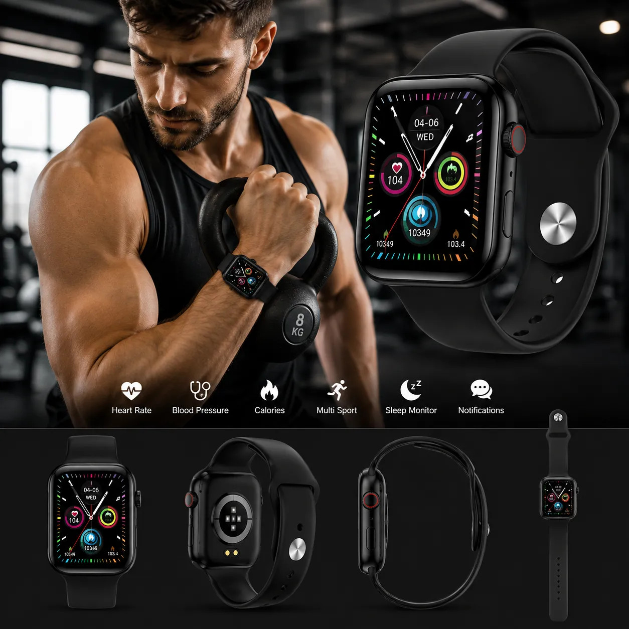 Smartwatch K10 con SIM – Display Touch HD, Chiamate, Monitor Salute e Fitness foto 5