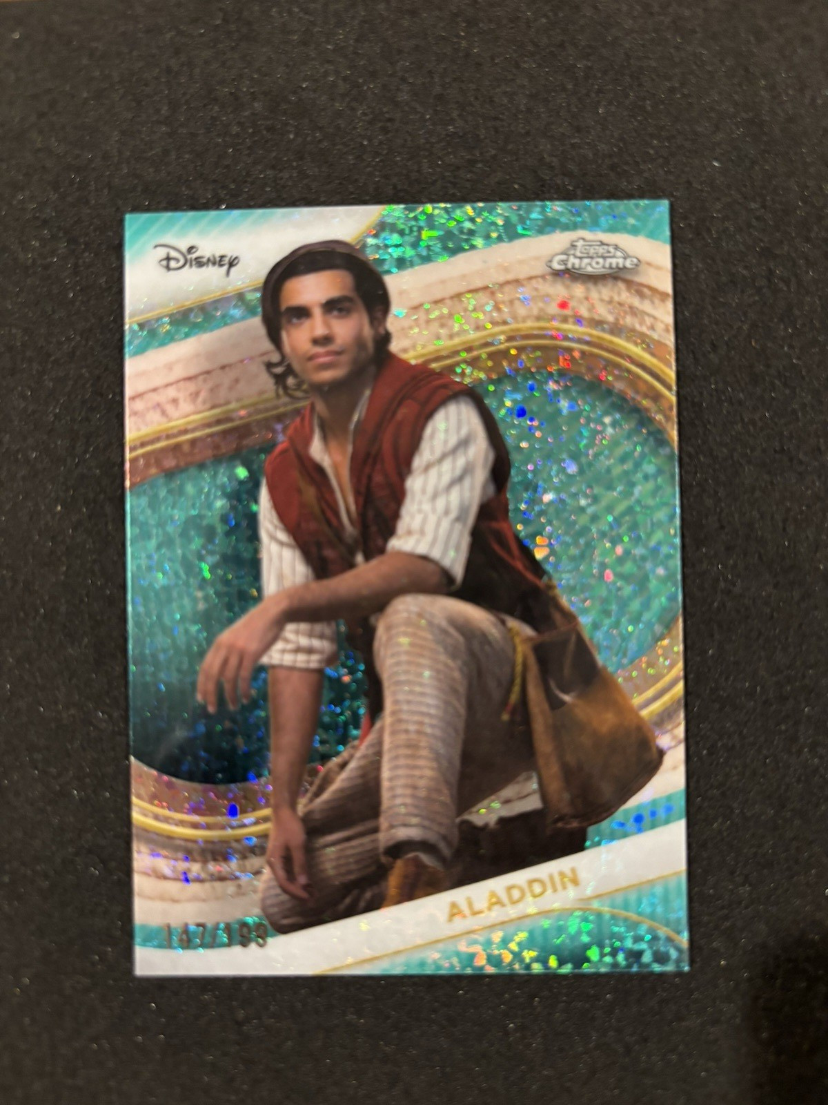 2025 Topps Chrome Disney Aladdin Aqua Diamond Refractor #187 Aladdin 147/ 199