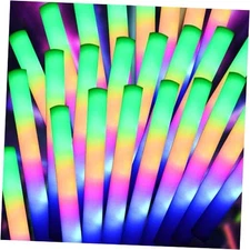 pelreame 55 Pcs LED Foam Glow Sticks Bulk,Foam Light Up 55Pcs-Foam glow sticks
