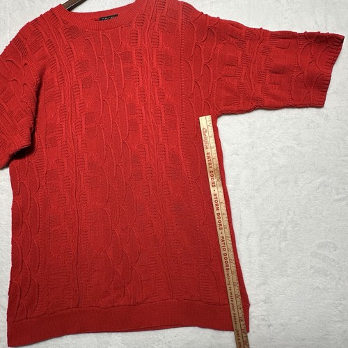 Vintage 90s Coogi 3D Textured Knit Red Sweater Short Sleeves Size XL - Picture 21 of 21