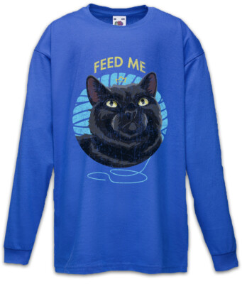 Feed Me Cat Kids Long Sleeve T-Shirt Cats Love Addicted Addiction Person Persons