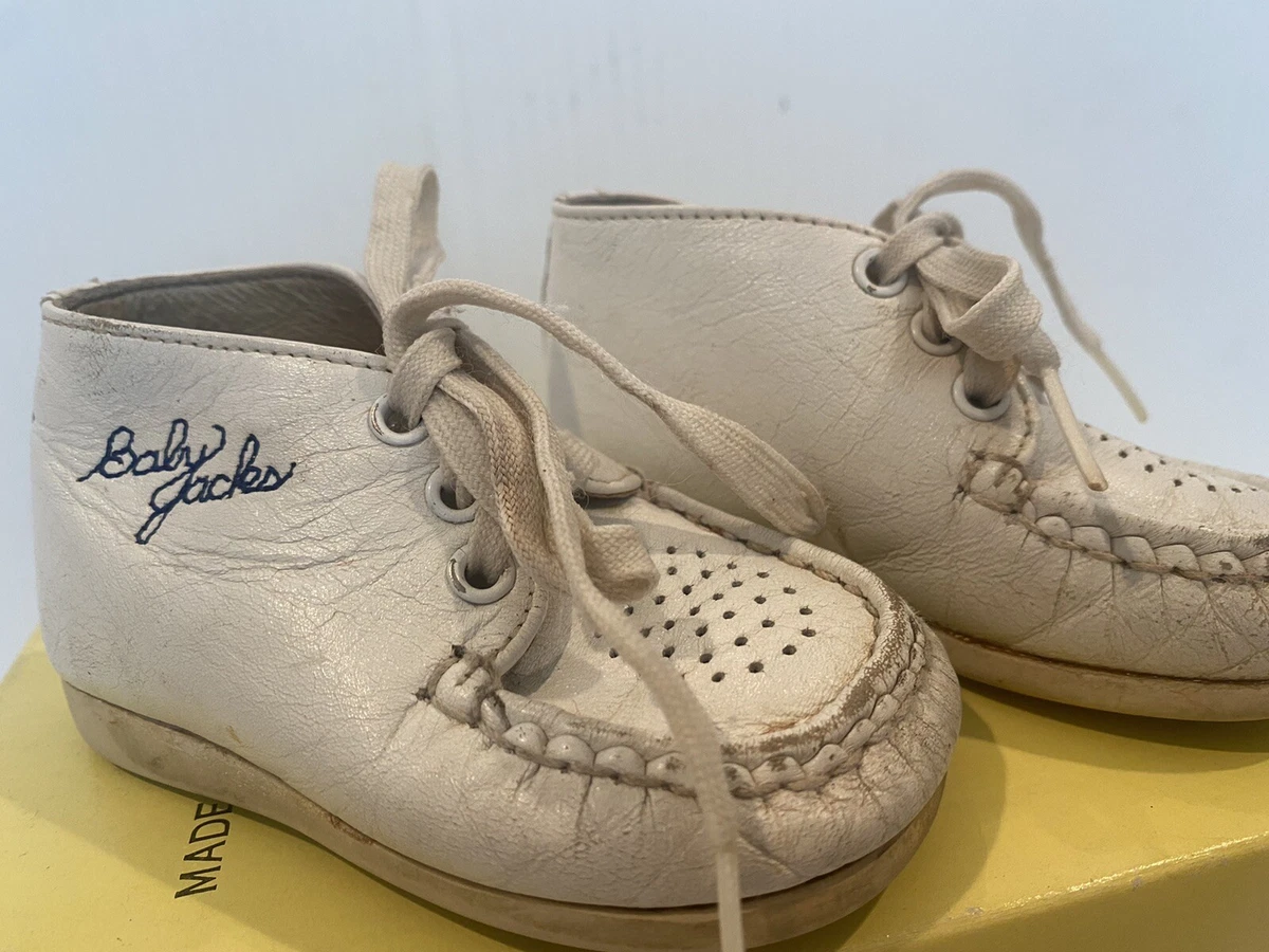 Vintage Baby Jacks White Leather Baby Shoes Size 2 1 2E With Box