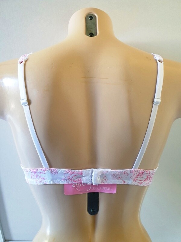 Soutien-gorge Coque Lise Charmel 85B – Couleur Rose Blanc – Full Emotion – Neuf étiqueté