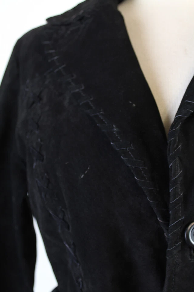Chaqueta de gamuza Marcelle Renee negra con punto de látigo M Foto 3 de 4