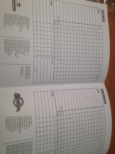 Milwaukee Brewers 2012 Official Scorecard Vs Houston Astros Lucroy Cover - Picture 2 of 2
