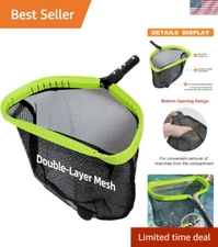 Heavy-Duty Pool Leaf Skimmer with Double-Layer Mesh - 17.32" x 12.2" Dimensions