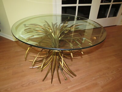 Vintage Wheat Sheaf Coffee Side Table Gold Gilt Hollywood Regency Mid Century Ebay