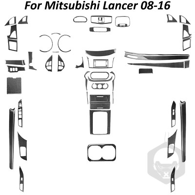 60 Stück Kohlefaser Full lnnenausstattung Trim Kits für Mitsubishi Lancer 08-16