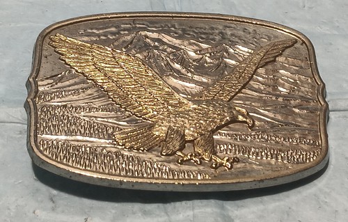 200th Anniversary American Eagle Belt Buckle Sterling Silver Layer & gold 1982 - Picture 2 of 6