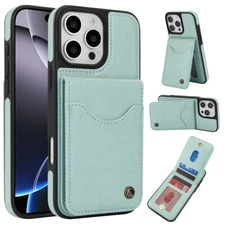 For iPhone 16 15 14 13 12 11 Pro Max Leather Card Holder Wallet Case Phone Cover
