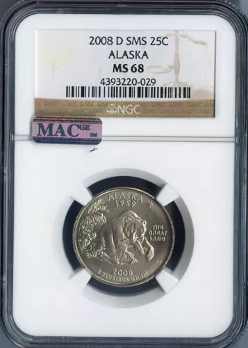 2008-D Alaska State Quarter NGC MS68 SMS Quality