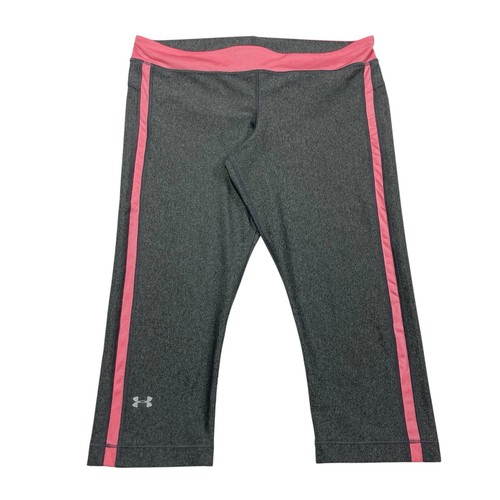 Under Armour Gray & Pink Mid Rise Cropped Leggings Women’s Size XL