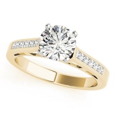 1.36 Ct Round Cut Lab Created Diamond Engagement Wedding Ring 14k Yellow Gold B