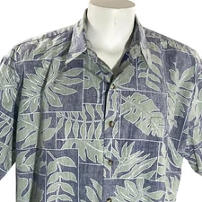 Cooke Street Hawaiian Shirt 2XL Floral Tropical Leaves Reverse Print Blue Green