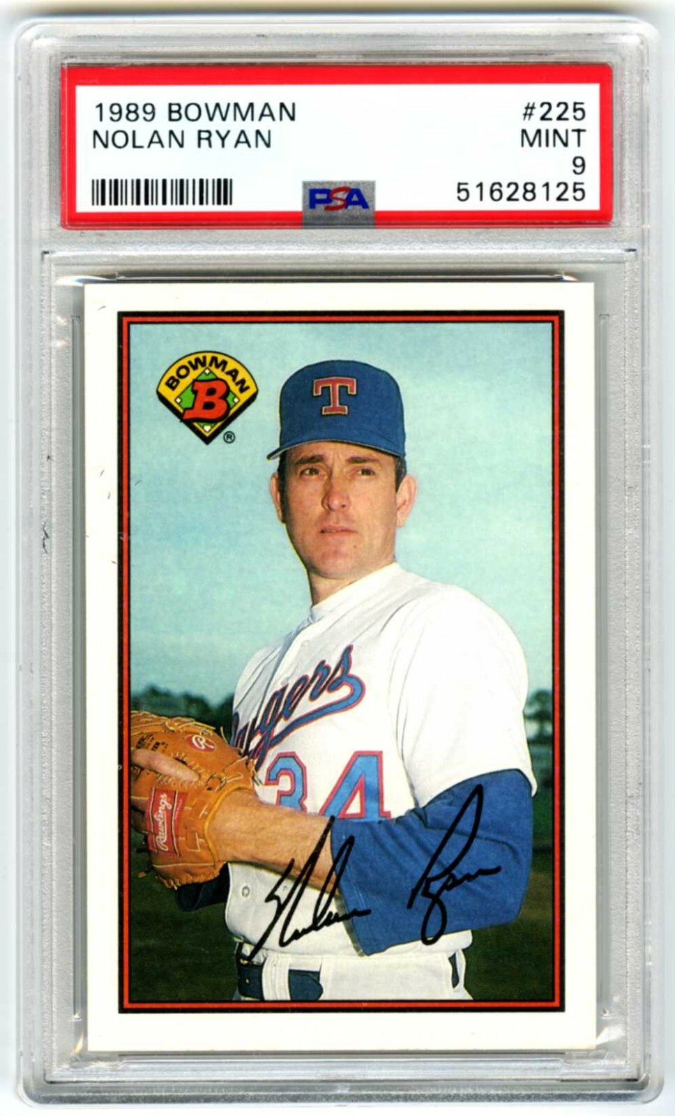 NOLAN RYAN~TEXAS RANGERS (POP 215) 1989 BOWMAN PSA-9 (MINT) CARD #225 (NEW CASE)