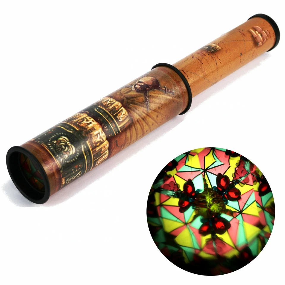 GOKI Kaleidoskop Piraten 27cm lang Fernrohr mit bunten Steinchen Spiegel