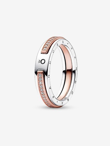 *New* Pandora Signature Two-tone Logo & Pavé Ring-182773C01