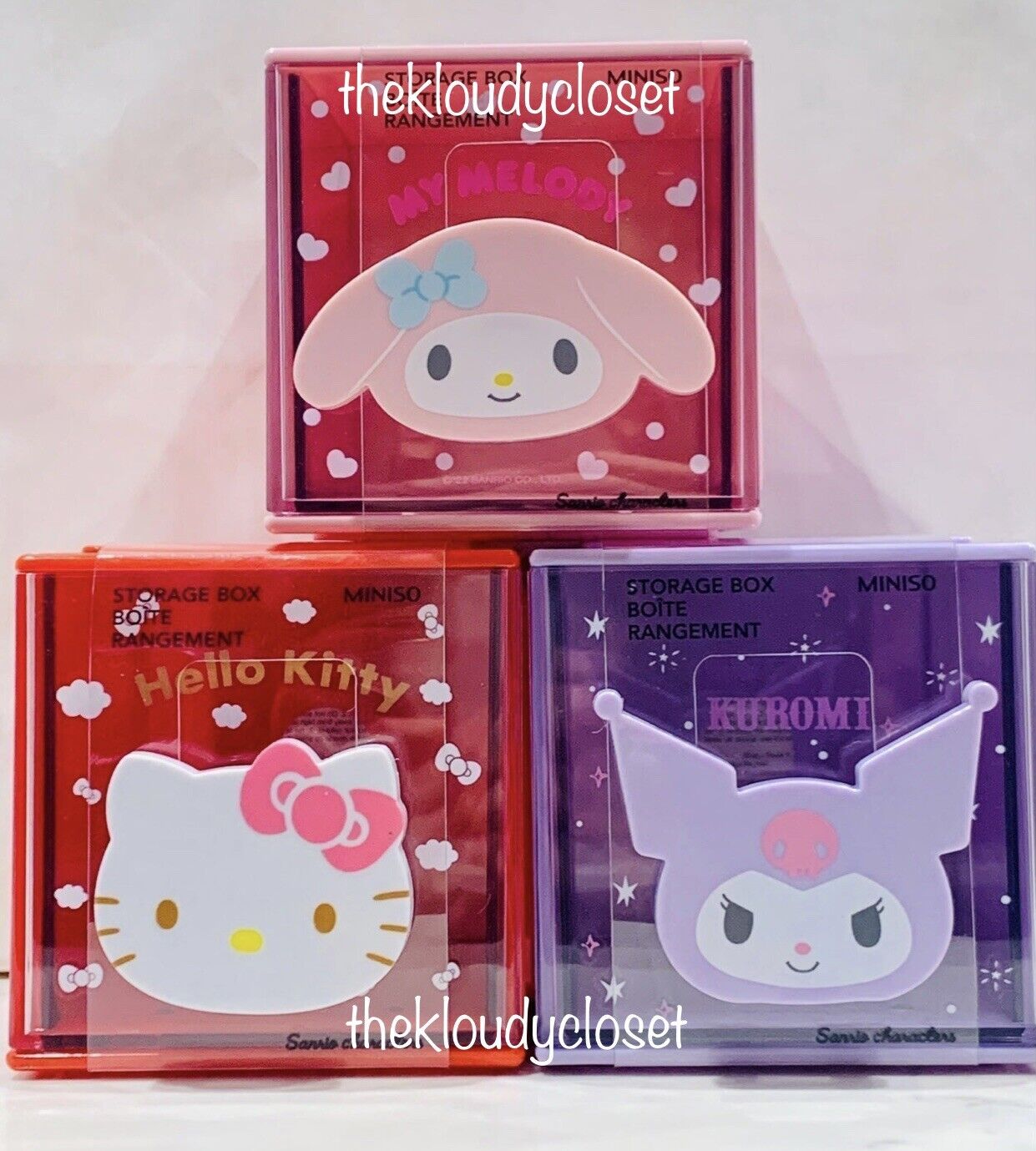 MINISO Sanrio Storage Box Kuromi Cinnamoroll MyMelody Nine-Grid Drawer  Desktop Kawaii Children's Stationery Ornament Arrangement