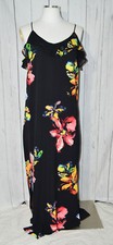MOSSIMO Black Ebony Floral Ruffle Maxi Dress Small New With Tags