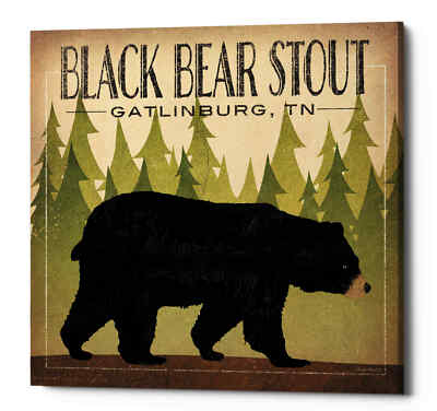 Epic Graffiti 'Take a Hike Bear Black Bear Stout' by Ryan Fowler, Giclee Canvas 