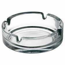 Clear Glass Ashtray Round Cigarette Smoking Ash Tray Home Pub Garden Stack Able