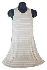 TIME AND TRU Womens Midi Dress SIZE M (8-10) Sleeveless Striped Beige White