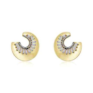 Authentic BRAND Lafonn Yellow Gold Plated Radiant Sunburst Stud Earrings E0573CLT00