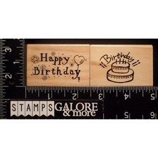 Rubber Stamps SET 2 HAPPY BIRTHDAY BALLOONS CONFETTI STARS  CAKE CANDLES 2993