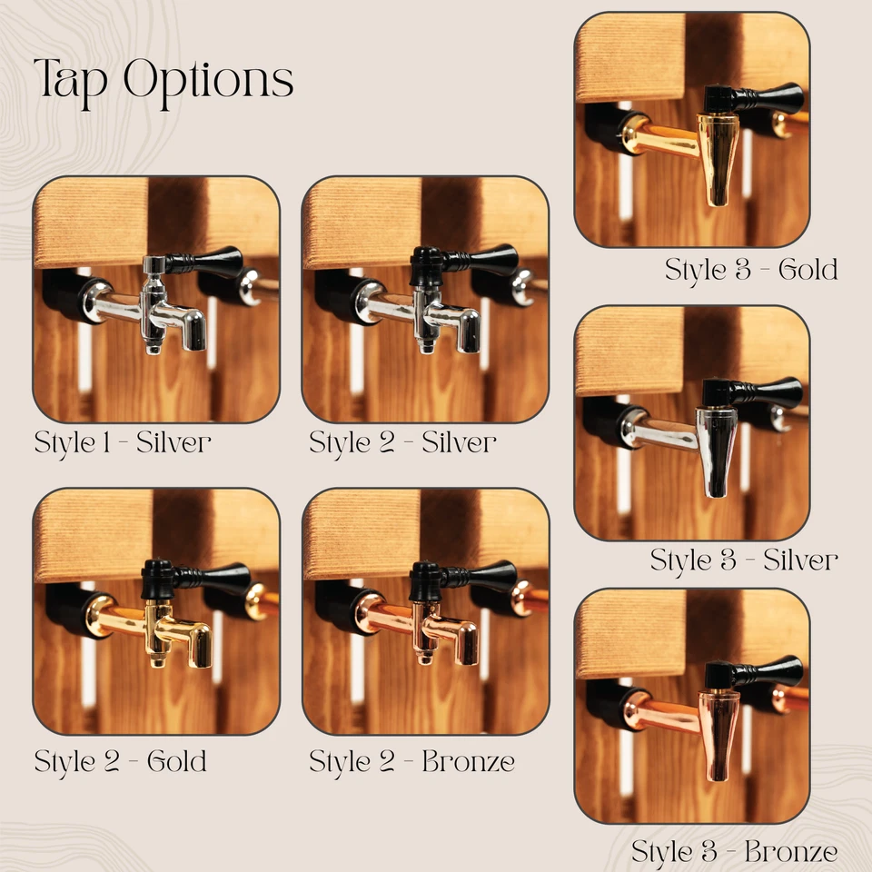 Dispensador de whisky montado en la pared de madera, estante de alcohol grabado personalizado con grifos Foto 4 de 4