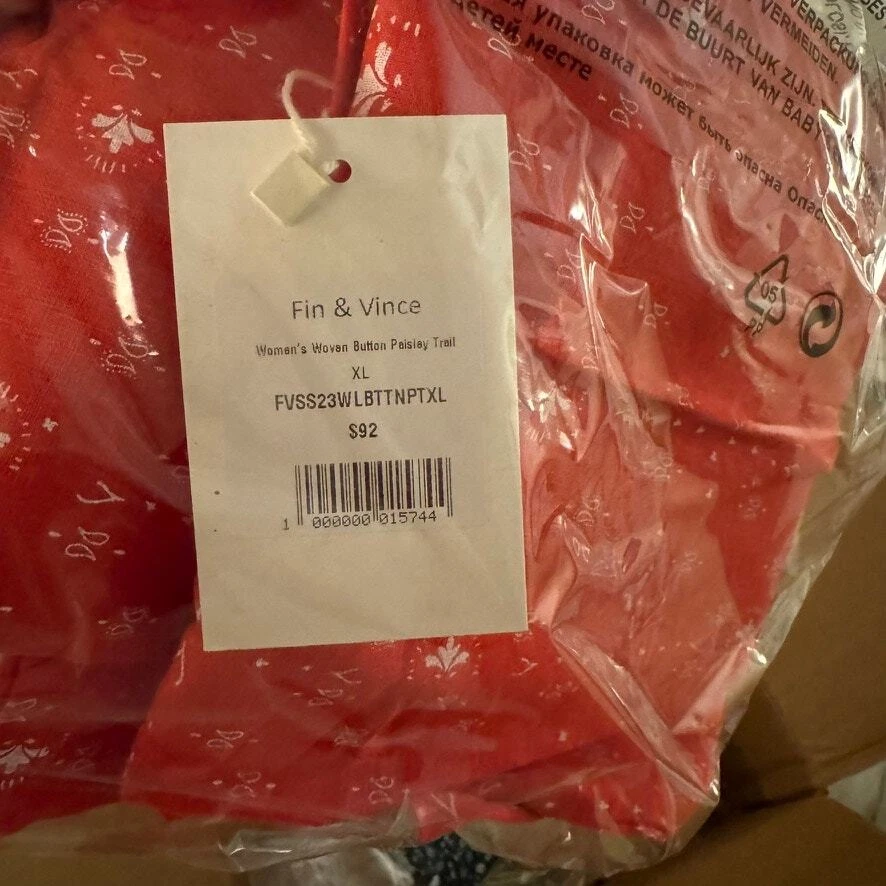 NWT Fin & Vince woven linen blend shirt in paisley trail XL — 第 3/4 张图片