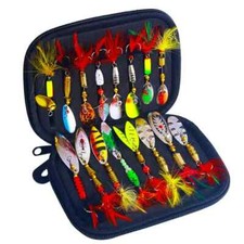 16PCS Fake Bait Spinner Lures Metal Bait Fishing Lure Spinnerbait Bass Trout