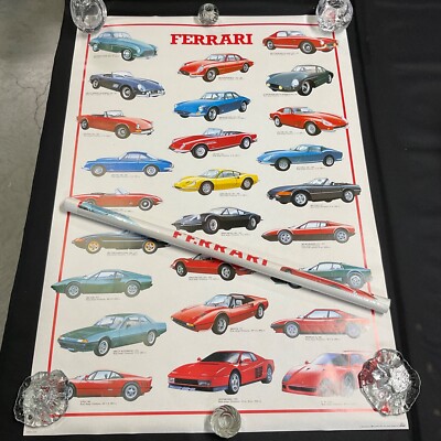 FERRARI CAR COLLECTION 1948-1988 AUTHENTIC 1989 POSTER NOS