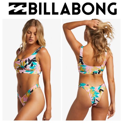 BNWT BILLABONG A/DIV CROP TOP & HIGH LEG BOTTOMS (MEDIUM) MULTI3 NEW SEASON
