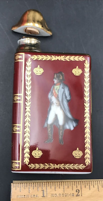 VTG Limoges Castel Camus Napoleon Cognac Porcelain Decanter Bottle 22kt Burgundy