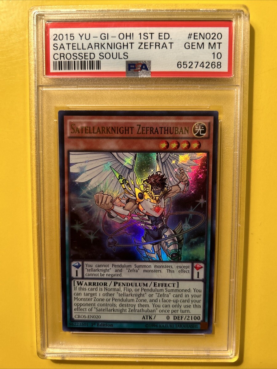 YuGiOh SATELLARKNIGHT ZEFRATHUBAN CROS-EN020🔥PSA 10 GEM🔥1st ED