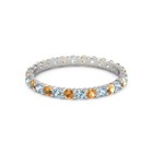 2MM Round Citrine & Blue Topaz 925 Sterling Silver Full Eternity Women Ring