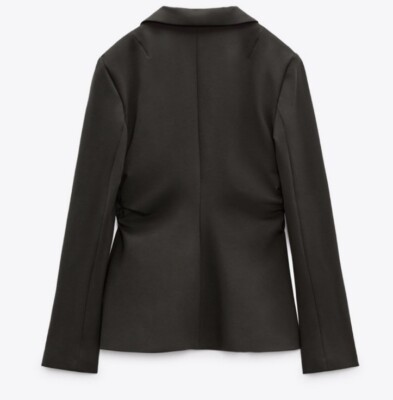 ZARA ジャケット NWOT Zara Fitted Blazer Sz XS Ruched Olive Green Jacket