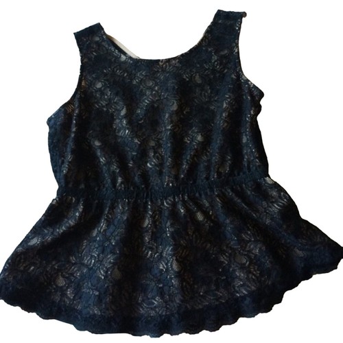 EUC Sz L Black Lace Peplum with Elastic Waist - Picture 2 of 8