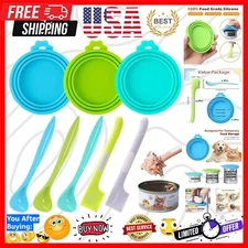 Universal 8-Pack Pet Food Can Lids & Spoons - Soft, Dishwasher Safe & BPA-Free