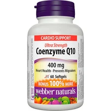 Webber Naturals Coenzyme Q10 400mg Ultra Strength Heart Migraine 60 pcs NEW