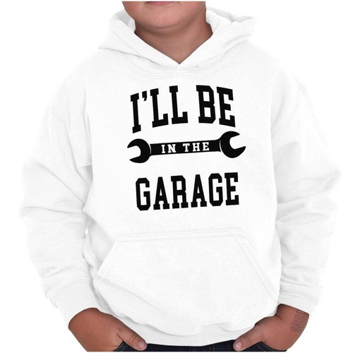 Cool Mechanic I'll Be In the Garage Wrench Youth Boys Hoodie Sweatshirts Kids - Picture 10 of 10