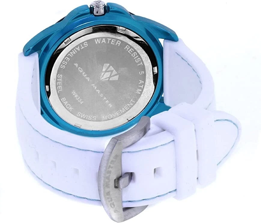 Reloj unisex Aqua Master esfera blanca azul/negro/plateado caja tono 0,24 quilates diamante con Foto 2 de 2