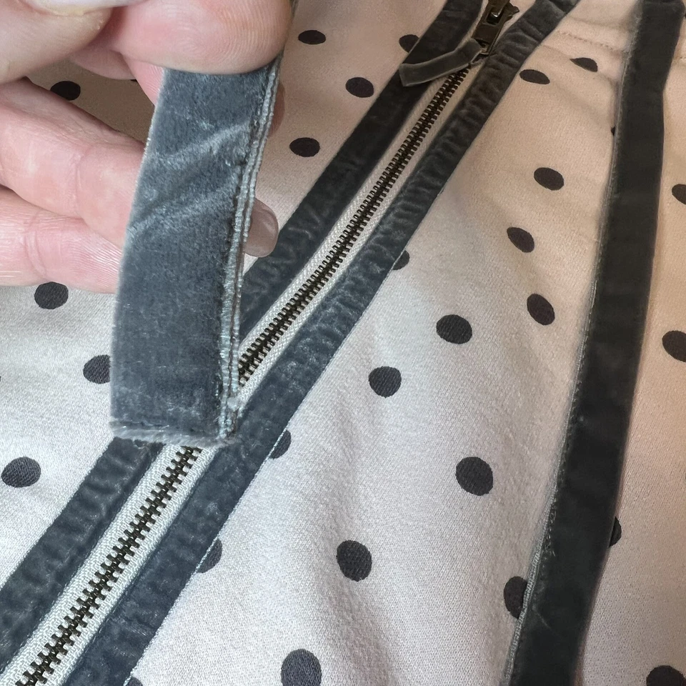 Chaqueta con Capucha Boden Mujer Lunares Forrada de Vellón Cremallera Completa Pin Gris Talla M Foto 4 de 4