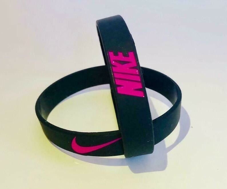 Nike Baller Band Silicone Rubber Bracelet Black Hot Pink Elite Series