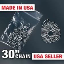 Ball chain 30" Necklace Beaded Ballchain 2.4mm Silver USA Dog Tag Army Military