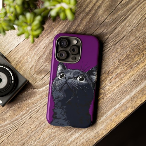 For iPhone | Samsung Galaxy | Pixel Phone Case - Black Cat Purple - Picture 47 of 255