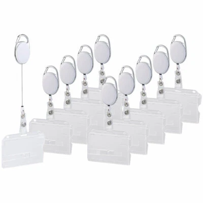 GENERAL OFFICE 10er-Set Ausweishüllen aus Hartplastik, 60-cm-Jojo-Befestigungs-Clip