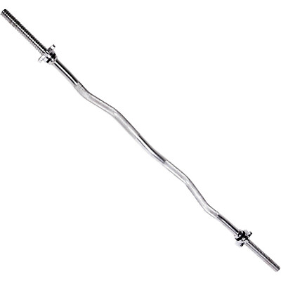 CAP Barbell 47-Inch Standard Curl Bar, Chrome  Threaded ends Solid W/ Spin Locks