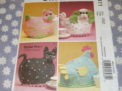 McCALL'S 5411 KITCHEN CRAFTS TEA COZIES CAT PIG HEN & DOG PATTERN-UNCUT-