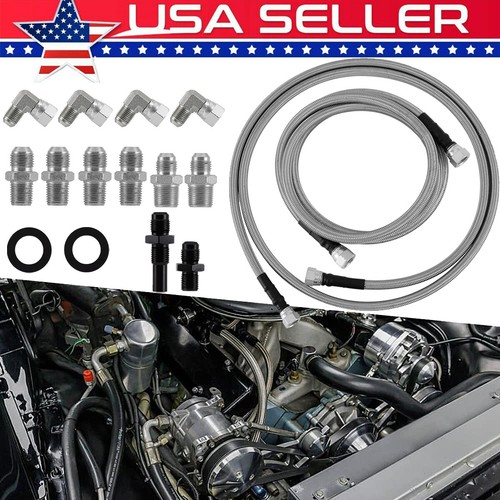 For GM 4L60E 4L80E Flexible SS Braided Transmission Cooler Lines Kit -6AN Hose - 第 1/10 張圖片